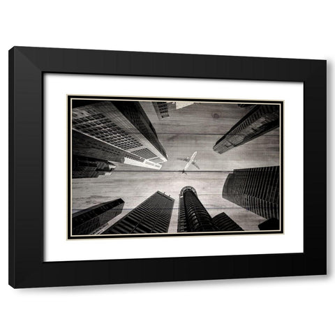 Over The City Black Modern Wood Framed Art Print with Double Matting by Kimberly, Allen