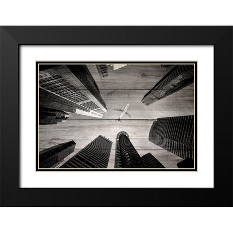 Over The City Black Modern Wood Framed Art Print with Double Matting by Kimberly, Allen