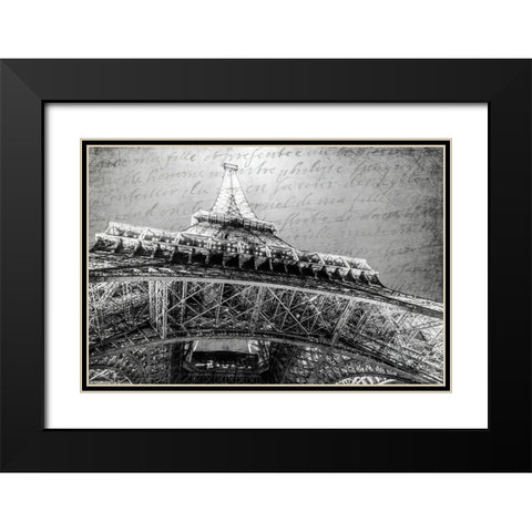 Paris Black and White Black Modern Wood Framed Art Print with Double Matting by Kimberly, Allen