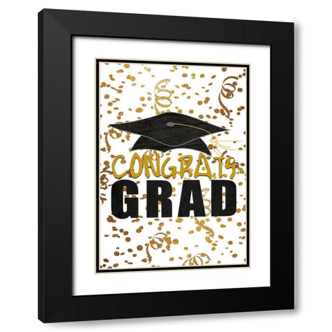 Congrats Grad Black Modern Wood Framed Art Print with Double Matting by Kimberly, Allen