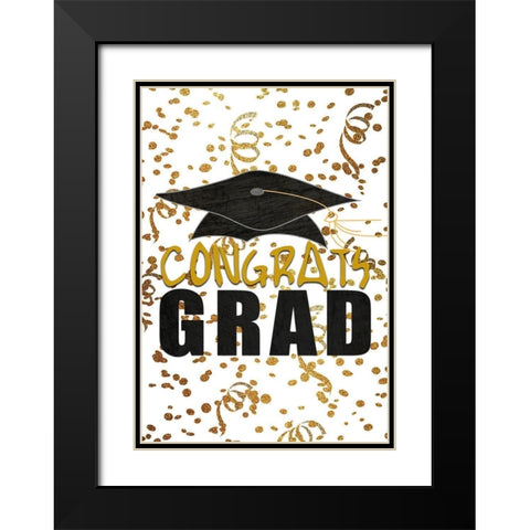 Congrats Grad Black Modern Wood Framed Art Print with Double Matting by Kimberly, Allen