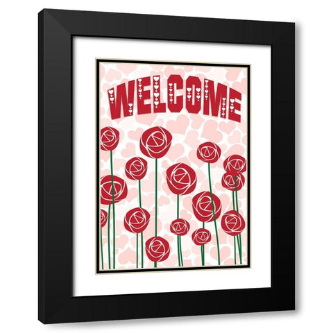 Welcome Roses Black Modern Wood Framed Art Print with Double Matting by Kimberly, Allen