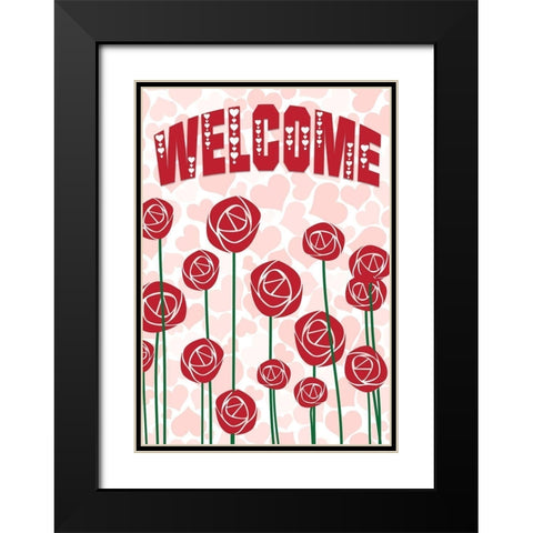 Welcome Roses Black Modern Wood Framed Art Print with Double Matting by Kimberly, Allen