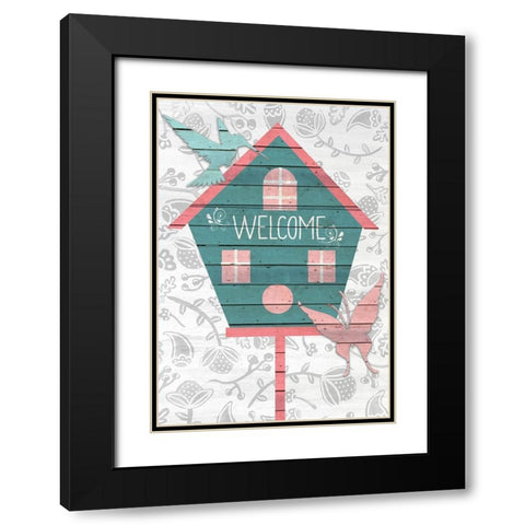 Welcome Birdhouse Black Modern Wood Framed Art Print with Double Matting by Kimberly, Allen