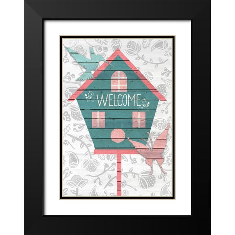 Welcome Birdhouse Black Modern Wood Framed Art Print with Double Matting by Kimberly, Allen