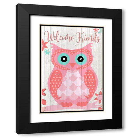Welcome Owl Black Modern Wood Framed Art Print with Double Matting by Kimberly, Allen