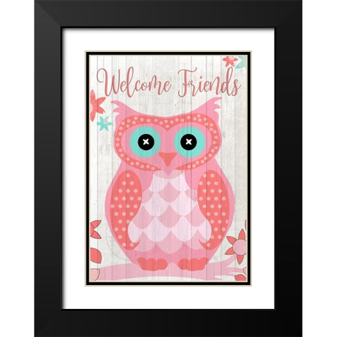 Welcome Owl Black Modern Wood Framed Art Print with Double Matting by Kimberly, Allen