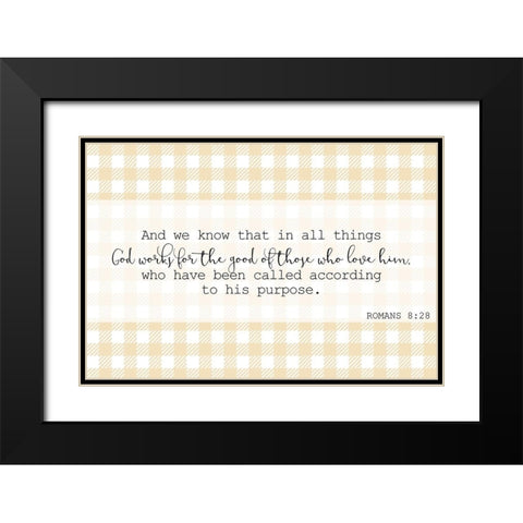 Romans 8 28 Black Modern Wood Framed Art Print with Double Matting by Kimberly, Allen