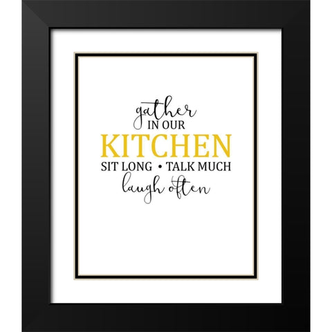 Gather in Our Kitchen Black Modern Wood Framed Art Print with Double Matting by Kimberly, Allen