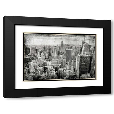 Manhattan Fom The Sky Black Modern Wood Framed Art Print with Double Matting by Allen, Kimberly