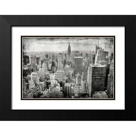 Manhattan Fom The Sky Black Modern Wood Framed Art Print with Double Matting by Allen, Kimberly