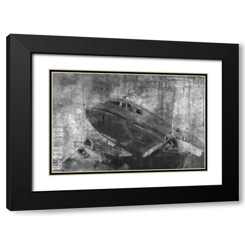 Vintage Airplane Black and White Black Modern Wood Framed Art Print with Double Matting by Allen, Kimberly