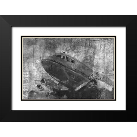 Vintage Airplane Black and White Black Modern Wood Framed Art Print with Double Matting by Allen, Kimberly