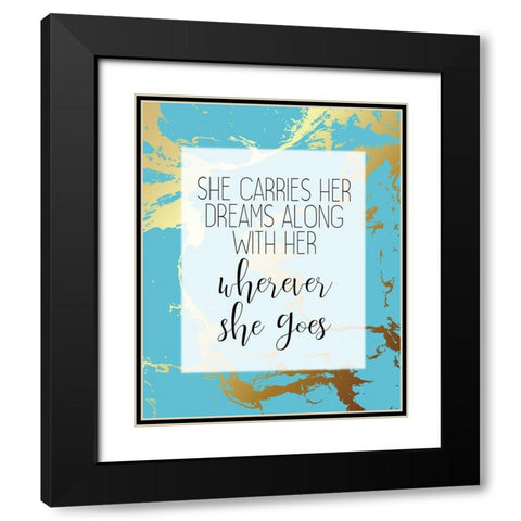 Wherever She Goes Black Modern Wood Framed Art Print with Double Matting by Kimberly, Allen
