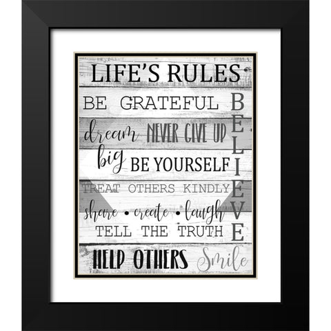 Lifes Rules Grey Black Modern Wood Framed Art Print with Double Matting by Kimberly, Allen