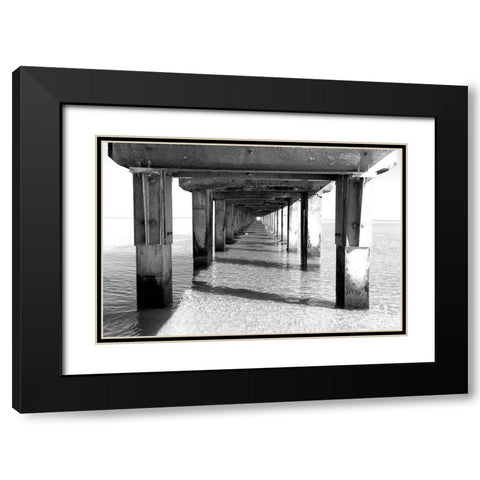 Beach Pier Black Modern Wood Framed Art Print with Double Matting by Allen, Kimberly