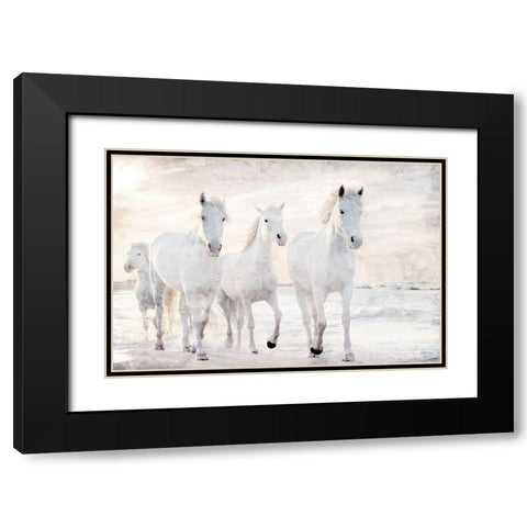 Beach Runners Black Modern Wood Framed Art Print with Double Matting by Allen, Kimberly