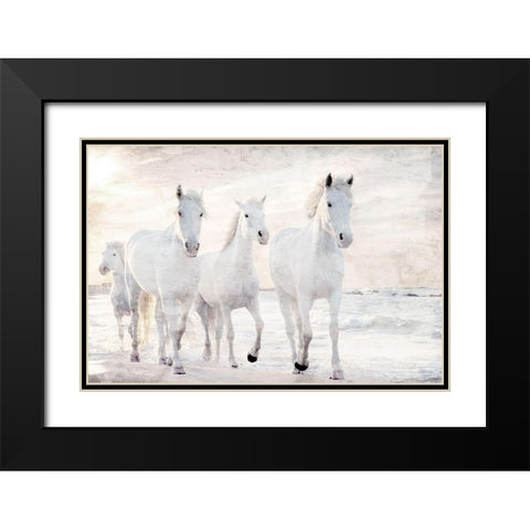 Beach Runners Black Modern Wood Framed Art Print with Double Matting by Allen, Kimberly