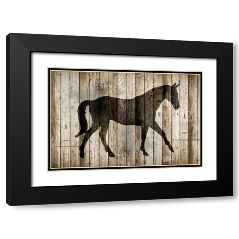 Barnwood Horse Black Modern Wood Framed Art Print with Double Matting by Allen, Kimberly