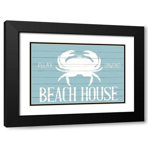 Beach House Crab Black Modern Wood Framed Art Print with Double Matting by Allen, Kimberly