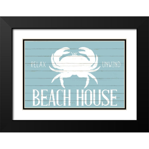 Beach House Crab Black Modern Wood Framed Art Print with Double Matting by Allen, Kimberly