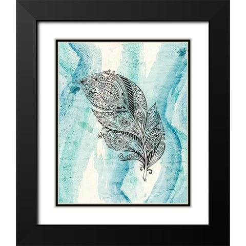 Henna Feather 1 Black Modern Wood Framed Art Print with Double Matting by Allen, Kimberly