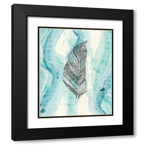 Henna Feather 2 Black Modern Wood Framed Art Print with Double Matting by Allen, Kimberly