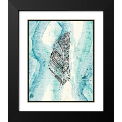 Henna Feather 2 Black Modern Wood Framed Art Print with Double Matting by Allen, Kimberly