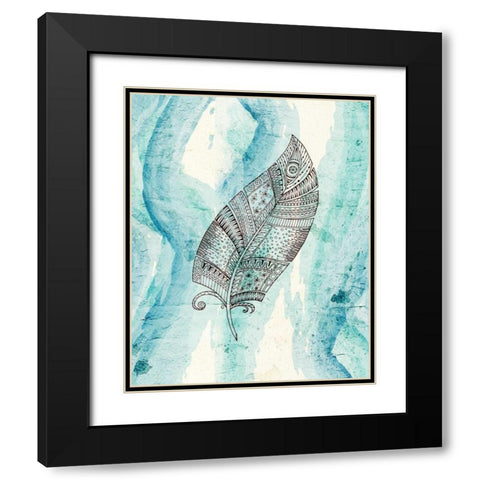 Henna Feather 3 Black Modern Wood Framed Art Print with Double Matting by Allen, Kimberly