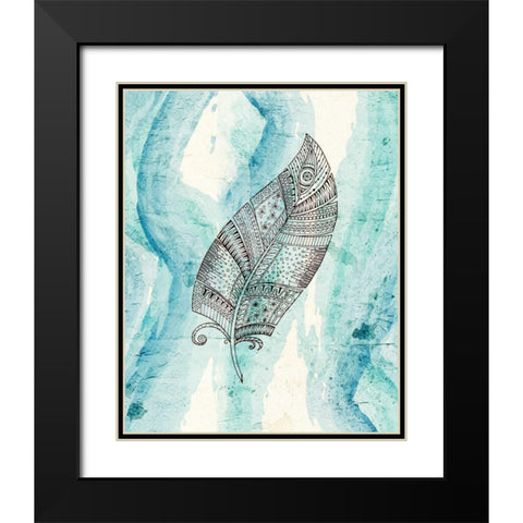 Henna Feather 3 Black Modern Wood Framed Art Print with Double Matting by Allen, Kimberly