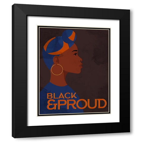 Black and Proud Woman Black Modern Wood Framed Art Print with Double Matting by Allen, Kimberly