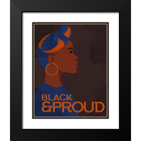 Black and Proud Woman Black Modern Wood Framed Art Print with Double Matting by Allen, Kimberly
