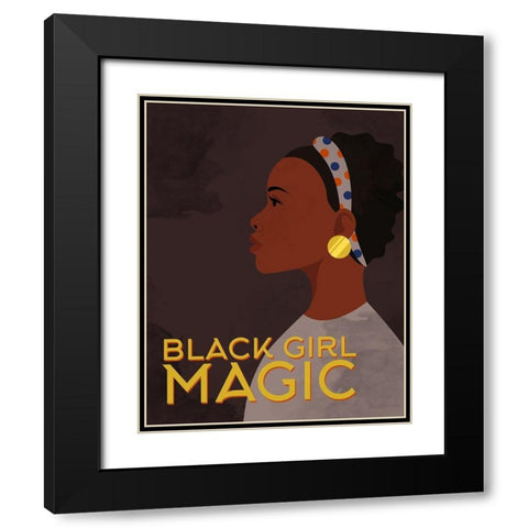 _Black Girl Magic Black Modern Wood Framed Art Print with Double Matting by Allen, Kimberly