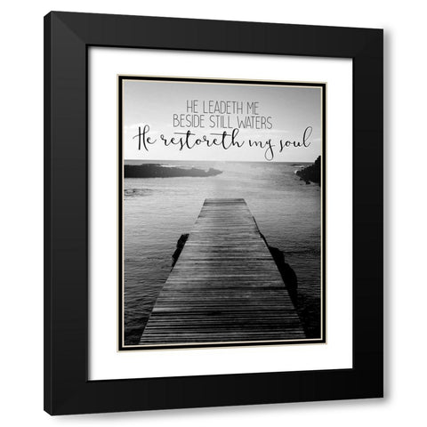 He Leadeth Me Black Modern Wood Framed Art Print with Double Matting by Allen, Kimberly