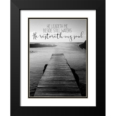 He Leadeth Me Black Modern Wood Framed Art Print with Double Matting by Allen, Kimberly