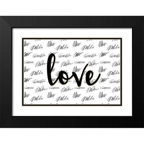 Love Scribbles Black Modern Wood Framed Art Print with Double Matting by Allen, Kimberly