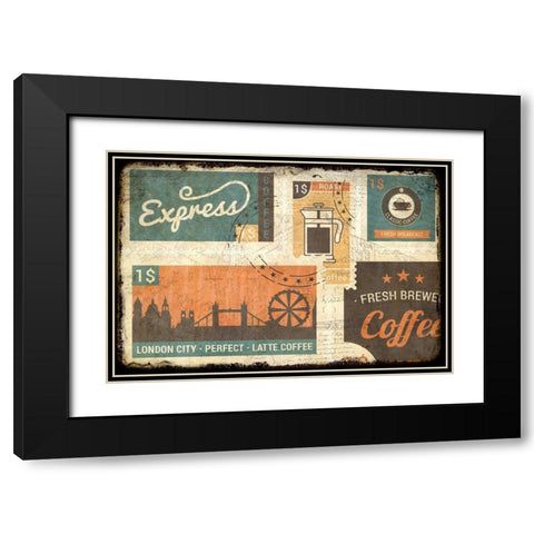 Coffee Stamps 1 Black Modern Wood Framed Art Print with Double Matting by Allen, Kimberly