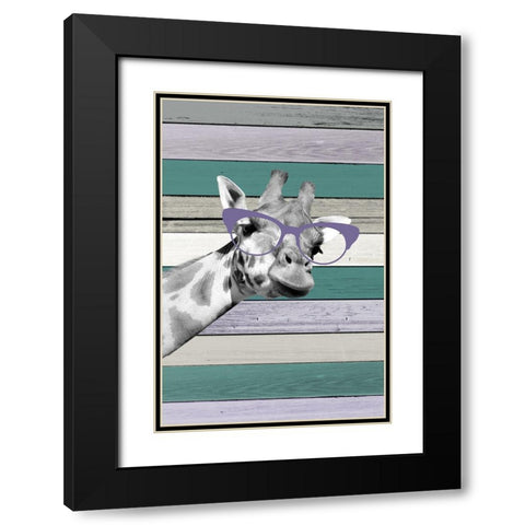 Giraffes Glasses 1 Black Modern Wood Framed Art Print with Double Matting by Allen, Kimberly