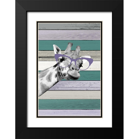 Giraffes Glasses 1 Black Modern Wood Framed Art Print with Double Matting by Allen, Kimberly