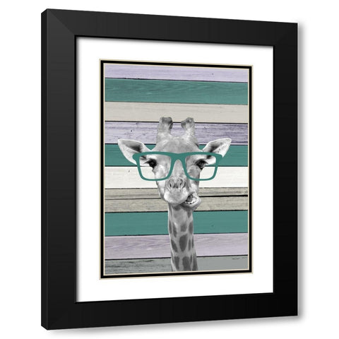 Giraffes Glasses 2 Black Modern Wood Framed Art Print with Double Matting by Allen, Kimberly