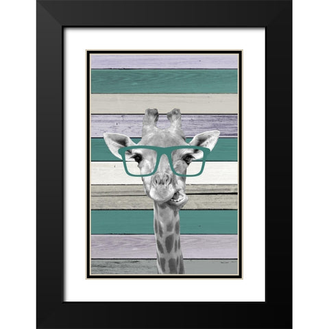 Giraffes Glasses 2 Black Modern Wood Framed Art Print with Double Matting by Allen, Kimberly