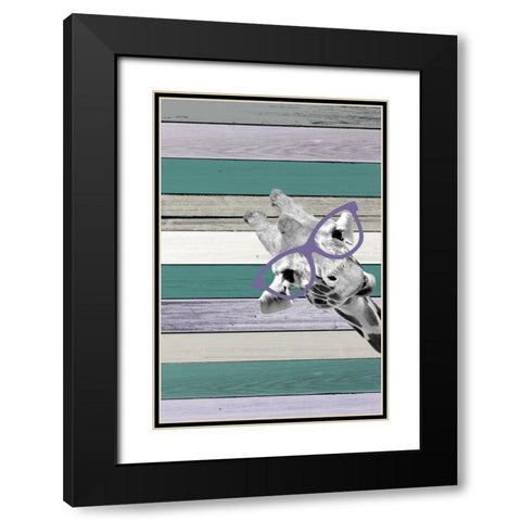 Giraffes Glasses 3 Black Modern Wood Framed Art Print with Double Matting by Allen, Kimberly