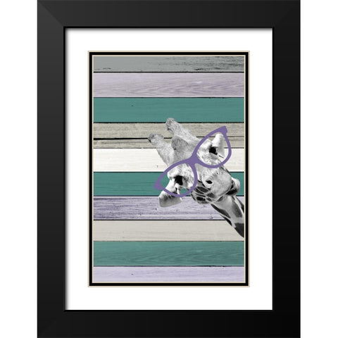 Giraffes Glasses 3 Black Modern Wood Framed Art Print with Double Matting by Allen, Kimberly
