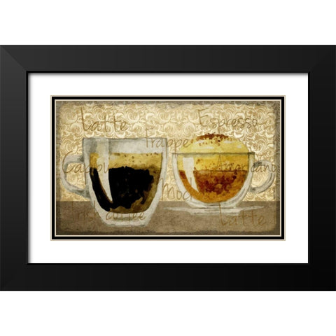 Damask Coffee 1 Black Modern Wood Framed Art Print with Double Matting by Allen, Kimberly