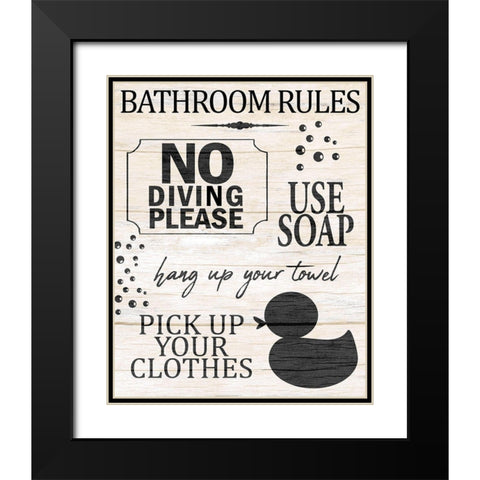 Bath Rules 1 Black Modern Wood Framed Art Print with Double Matting by Allen, Kimberly
