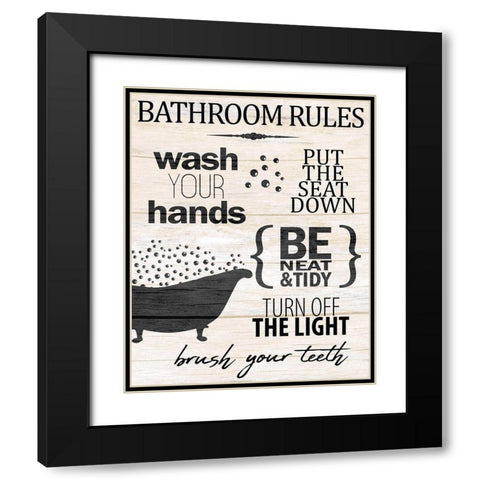 Bath Rules 2 Black Modern Wood Framed Art Print with Double Matting by Allen, Kimberly