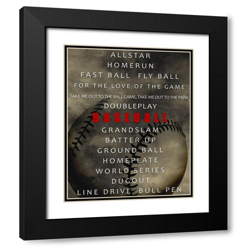 Baseball Black Modern Wood Framed Art Print with Double Matting by Allen, Kimberly