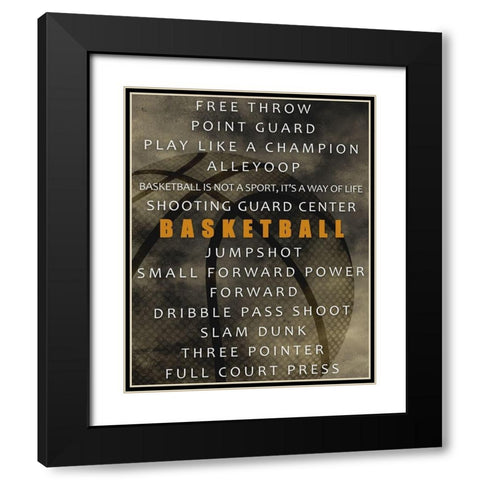 Basketball Black Modern Wood Framed Art Print with Double Matting by Allen, Kimberly