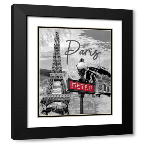 Paris Metro Black Modern Wood Framed Art Print with Double Matting by Allen, Kimberly