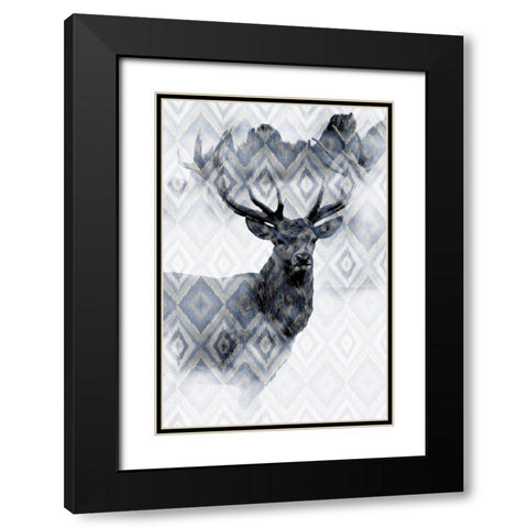 Ikat Deer Black Modern Wood Framed Art Print with Double Matting by Allen, Kimberly